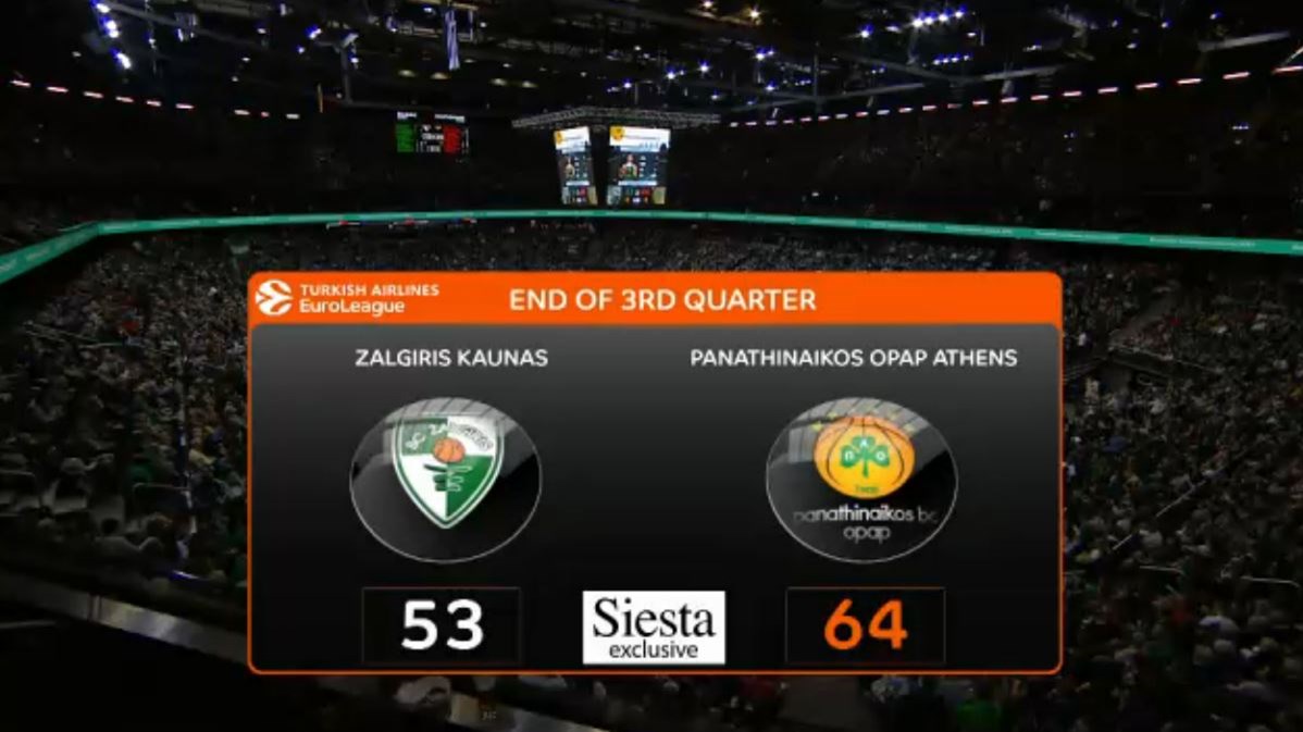LIVE: Ζαλγκίρις – Παναθηναϊκός 53-64 (30′)