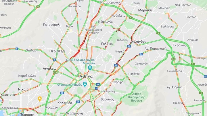 Κίνηση στους δρόμους: Δείτε πού υπάρχει μποτιλιάρισμα