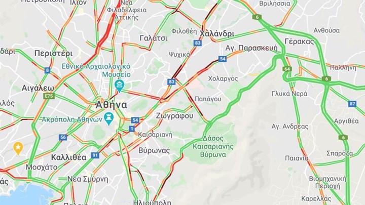 Κίνηση στους δρόμους: Δείτε ποιοι δρόμοι είναι μποτιλιαρισμένοι
