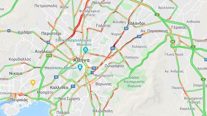Κίνηση στους δρόμους: Δείτε ποιοι δρόμοι είναι μποτιλιαρισμένοι