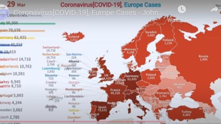 Κορονοϊός: Καρέ – καρέ πώς εξαπλώθηκε στην Ευρώπη από τον Ιανουάριο έως σήμερα – ΒΙΝΤΕΟ