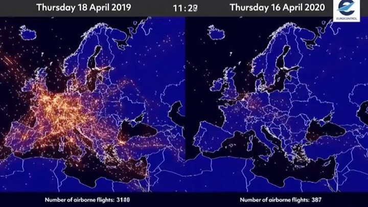 Κορονοϊός: Η πανδημία “άδειασε” τον ουρανό της Ευρώπης από αεροπλάνα – ΒΙΝΤΕΟ
