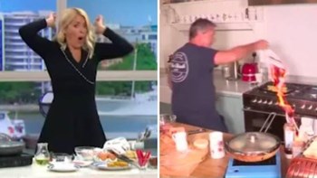 Πανικός σε τηλεοπτική εκπομπή – Πήραν φωτιά κατά τη διάρκεια της μαγειρικής – ΒΙΝΤΕΟ