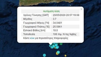 Μετασεισμοί νότια της Κρήτης