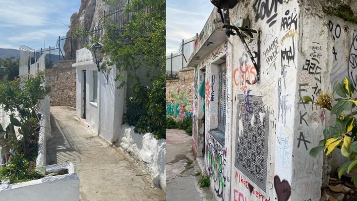 Τέλος τα γκράφιτι από τα Αναφιώτικα – Επιχείρηση καθαρισμού από τον Δήμο Αθηναίων – ΦΩΤΟ