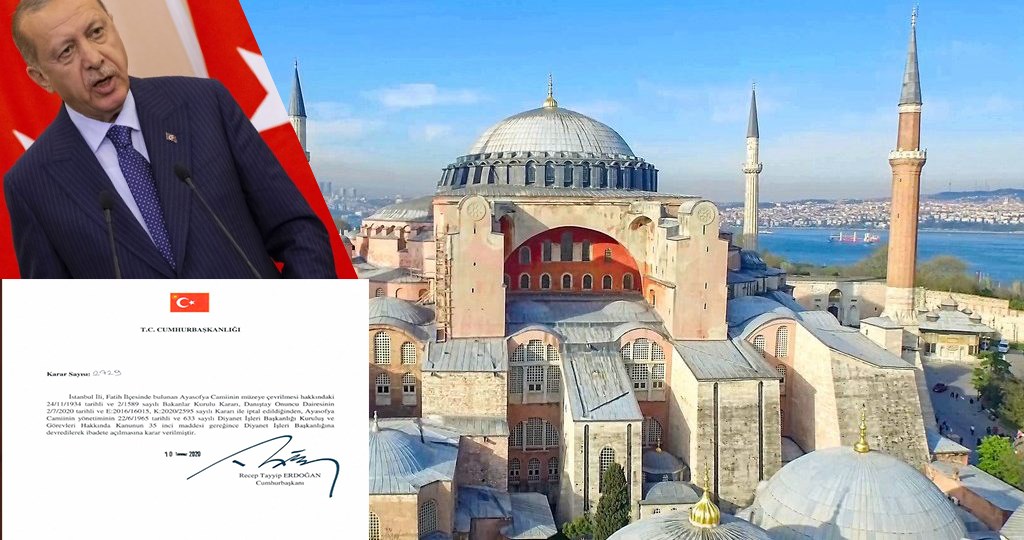 Τζαμί η Αγία Σοφία – Αυτό είναι το διάταγμα που υπέγραψε ο Ερντογάν – LIVE εικόνα