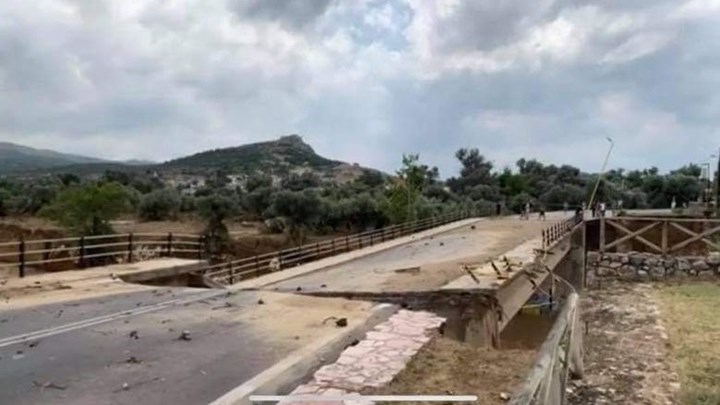Εικόνες καταστροφής στην Εύβοια: Κόπηκε στα δύο – Μεγάλες ζημιές σε τρεις γέφυρες – ΦΩΤΟ