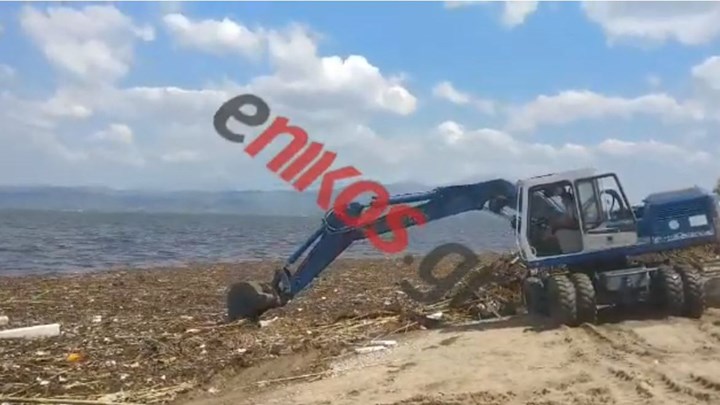 Τιτάνιες προσπάθειες να καθαριστεί η παραλία στο Χαλκούτσι – ΒΙΝΤΕΟ αναγνώστη