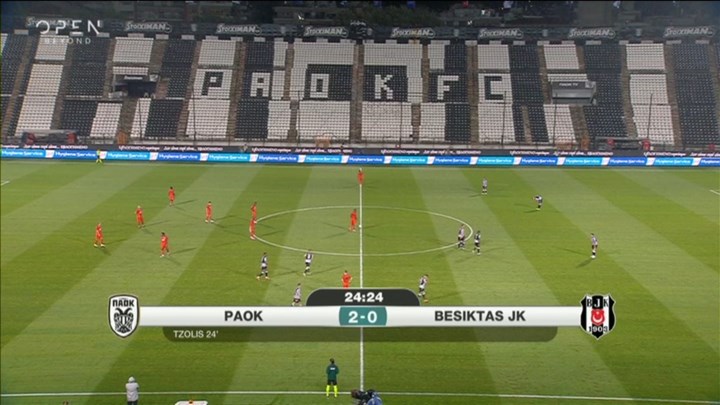 ΠΑΟΚ-Μπεσίκτας 2-0 (24′)