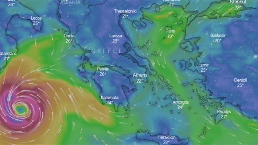 Κακοκαιρία “Ιανός”: Δείτε live την πορεία του μεσογειακού κυκλώνα