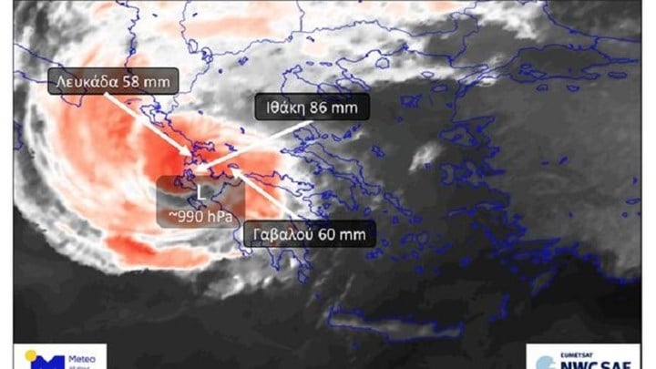 Meteo – “Ιανός”: Το μάτι του κυκλώνα έχει έκταση 50 χιλιομέτρων