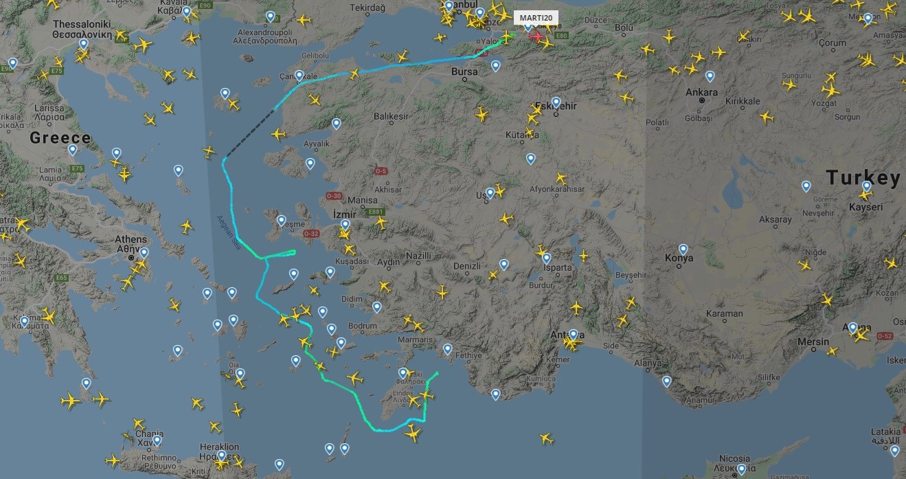 Τουρκικό κατασκοπευτικό “έκοψε” το Αιγαίο στη μέση – Δείτε τον ΧΑΡΤΗ
