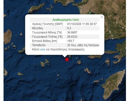 Σεισμός κοντά στη Νίσυρο, στο ηφαιστειακό τόξο –  Τι λένε οι σεισμολόγοι