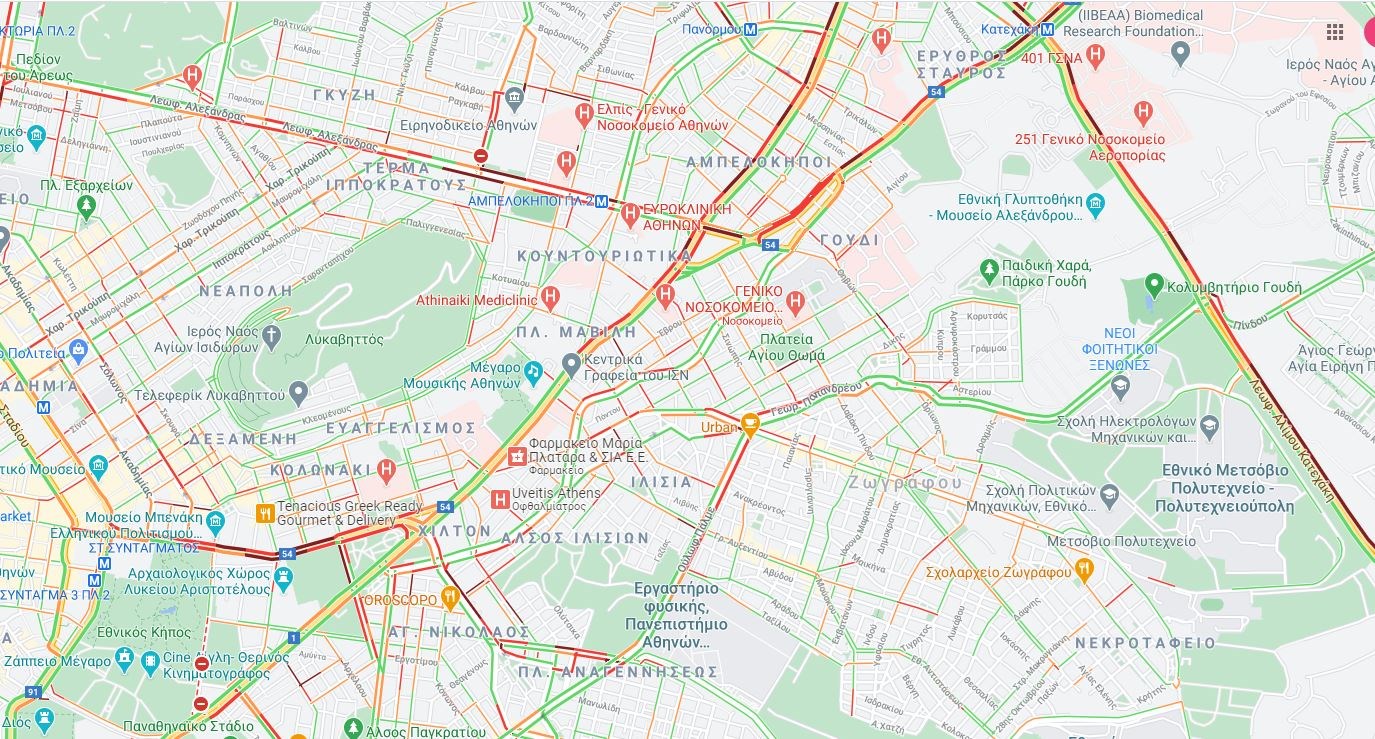 Κίνηση: Αυξημένη σε πολλούς δρόμους της Αττικής – Πού εντοπίζονται τα μεγαλύτερα προβλήματα