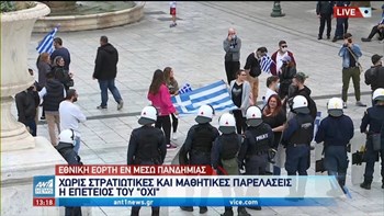 Σύνταγμα: Διαμαρτυρία από ομάδα 70 ατόμων με σημαίες – Επτά προσαγωγές και πρόστιμα για τις μάσκες