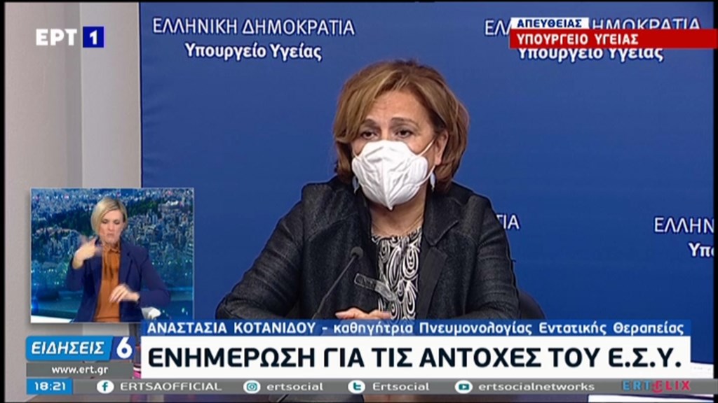 Κορονοϊός-Κοτανίδου: Εξαιρετικά χαμηλή η θνητότητα στην Ελλάδα – Τι είπε για τους ασθενείς στις ΜΕΘ