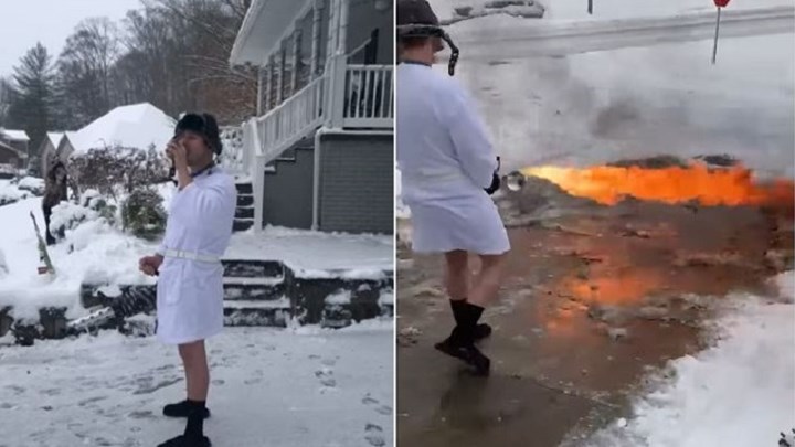 Καθάρισε το χιόνι από την αυλή του με… φλογοβόλο – ΒΙΝΤΕΟ