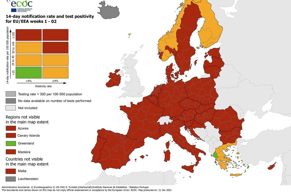 Κορονοϊός-Χάρτης ECDC: H Ελλάδα, η μοναδική χώρα στην Ευρώπη με “πράσινες” περιοχές – ΦΩΤΟ