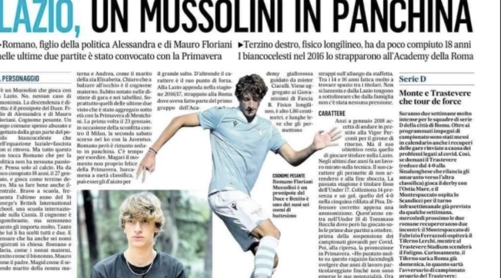 Μπενίτο Μουσολίνι: Στη δεύτερη ομάδα της Λάτσιο ο δισέγγονός του