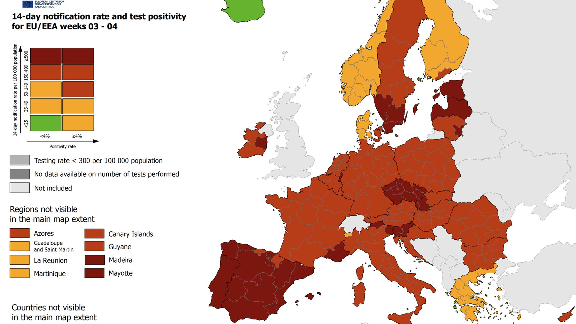 Κορονοϊός-Χάρτης ECDC: Στο “πορτοκαλί” η Ελλάδα – Από τις λίγες χώρες με “πράσινες” περιοχές