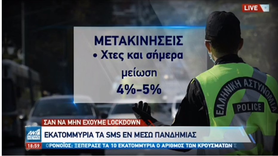 Lockdown: Μποτιλιάρισμα τις ώρες αιχμής στην Αττική – Εκατομμύρια SMS εν μέσω πανδημίας