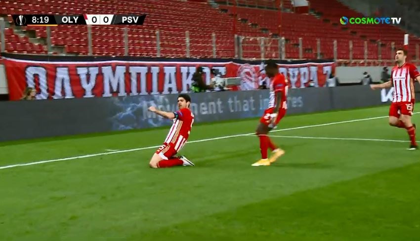 Ολυμπιακός – Αϊντχόφεν: Το γκολ του Μπουχαλάκη – ΒΙΝΤΕΟ