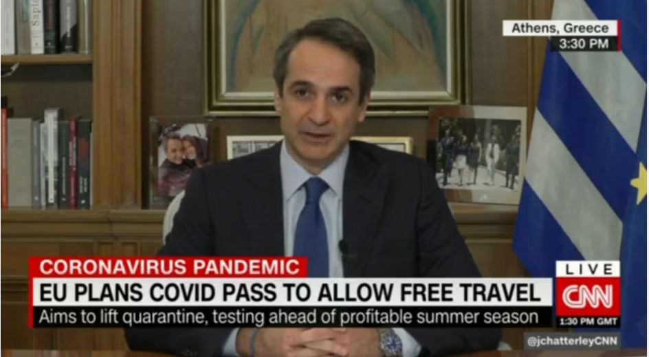 Μητσοτάκης στο CNN: Σημαντική εξέλιξη για την Ελλάδα και τον τουρισμό το πιστοποιητικό εμβολιασμού
