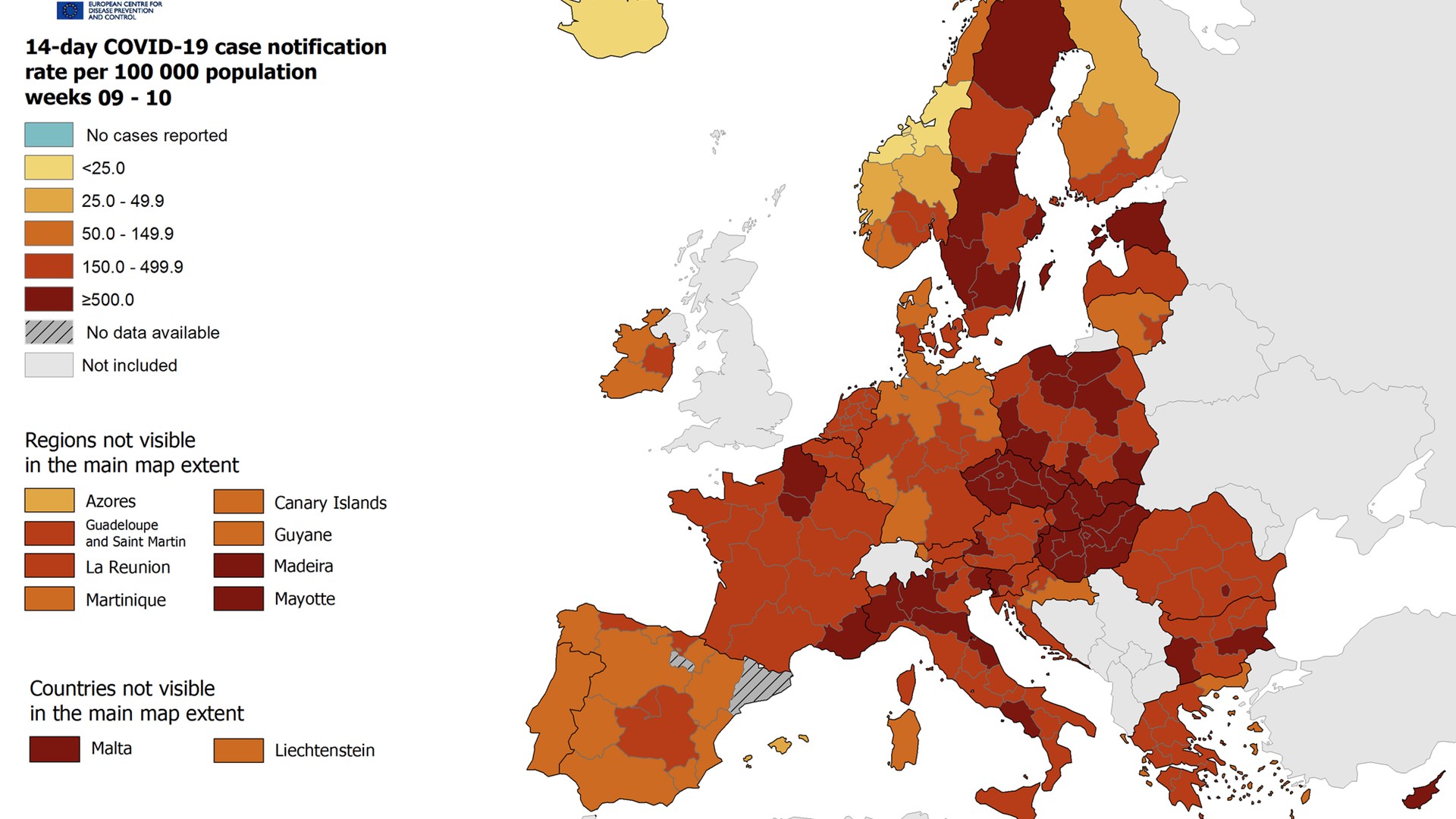Κορονοϊός-Χάρτης ECDC: Στο “κόκκινο” για 2η εβδομάδα ολόκληρη η Ελλάδα – ΦΩΤΟ