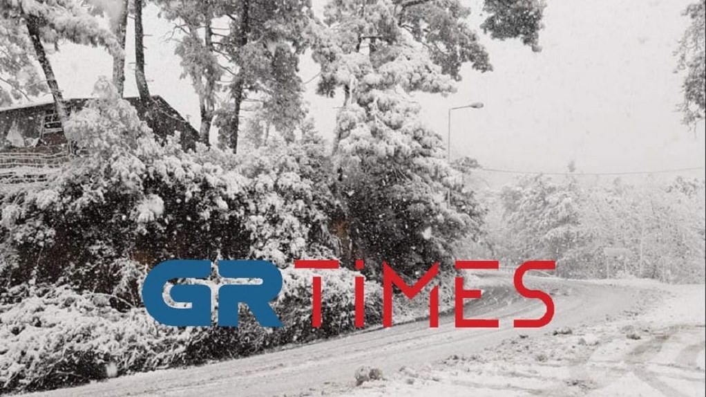 Η Θάσος ”ντύθηκε” στα λευκά – Εντυπωσιακές εικόνες από την ισχυρή χιονόπτωση