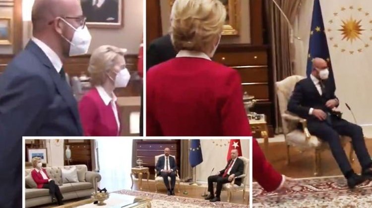 Γκάφα του Ερντογάν στη συνάντηση με Μισέλ και Φον Ντερ Λάιεν – Οι δύο πολυθρόνες και η όρθια Ούρσουλα