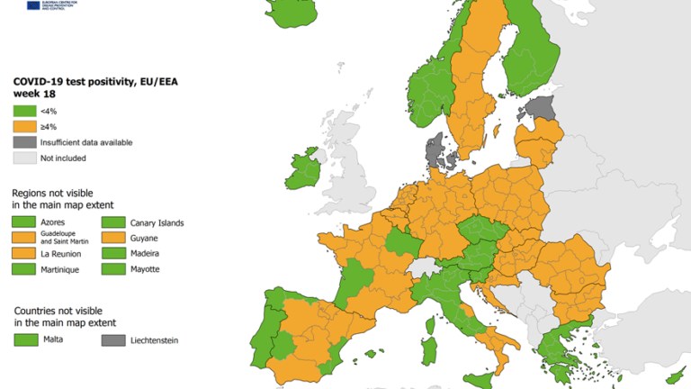 Κορονοϊός – Χάρτης ECDC: Στο «πράσινο» ξανά η Ελλάδα στον δείκτη θετικότητας