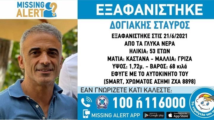 Τραγικός επίλογος στην εξαφάνιση του Σταύρου Δογιάκη – Εντοπίστηκε νεκρός στην Αγία Παρασκευή