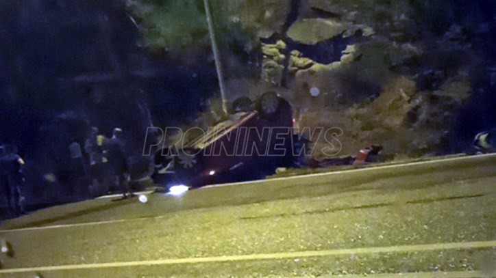 Εθνική οδός Καβάλας – Νέας Περάμου: Αυτοκίνητο ανετράπη – Άγιο είχε ο οδηγός – ΦΩΤΟ