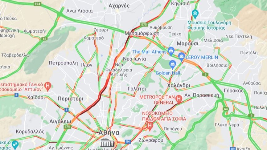 Μποτιλιάρισμα στον Κηφισό – Σε ποιους δρόμους η κίνηση είναι στο “κόκκινο”