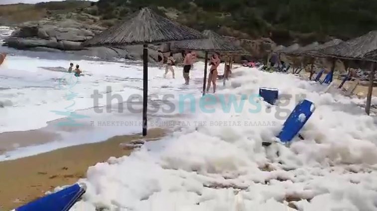 “Άφρισε” παραλία στη Χαλκιδική – Πού οφείλεται το περίεργο φαινόμενο – ΦΩΤΟ – ΒΙΝΤΕΟ