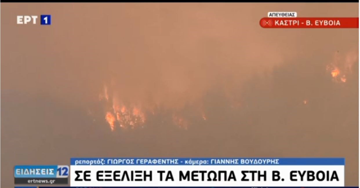Εύβοια: Τεράστιες φλόγες κατακαίνε το δάσος στο Καστρί – Μια… ανάσα από το χωριό η φωτιά – ΒΙΝΤΕΟ