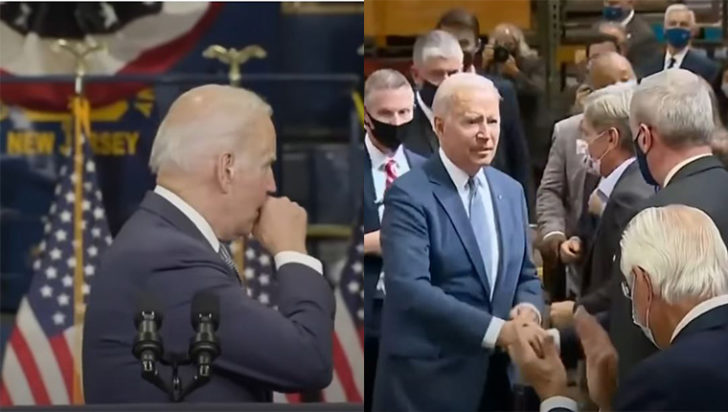 Τζο Μπάιντεν βήχας χειραψία κολάζ