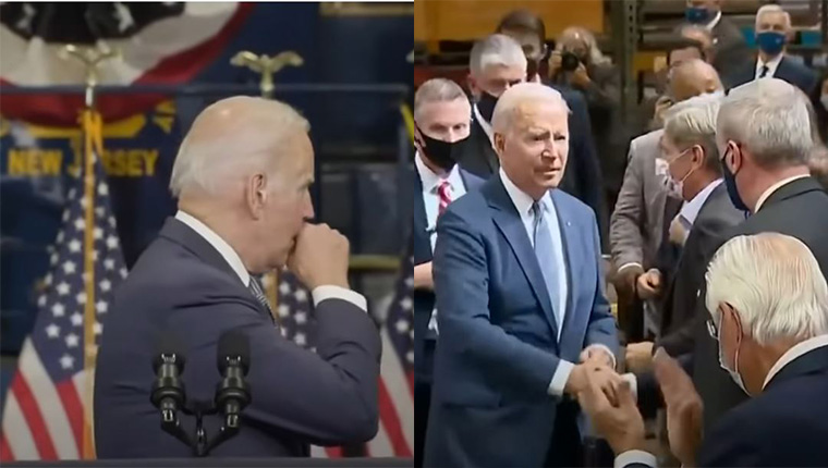 Τζο Μπάιντεν βήχας χειραψία κολάζ