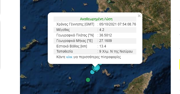 Σεισμός 4,2 Ρίχτερ στη Νίσυρο