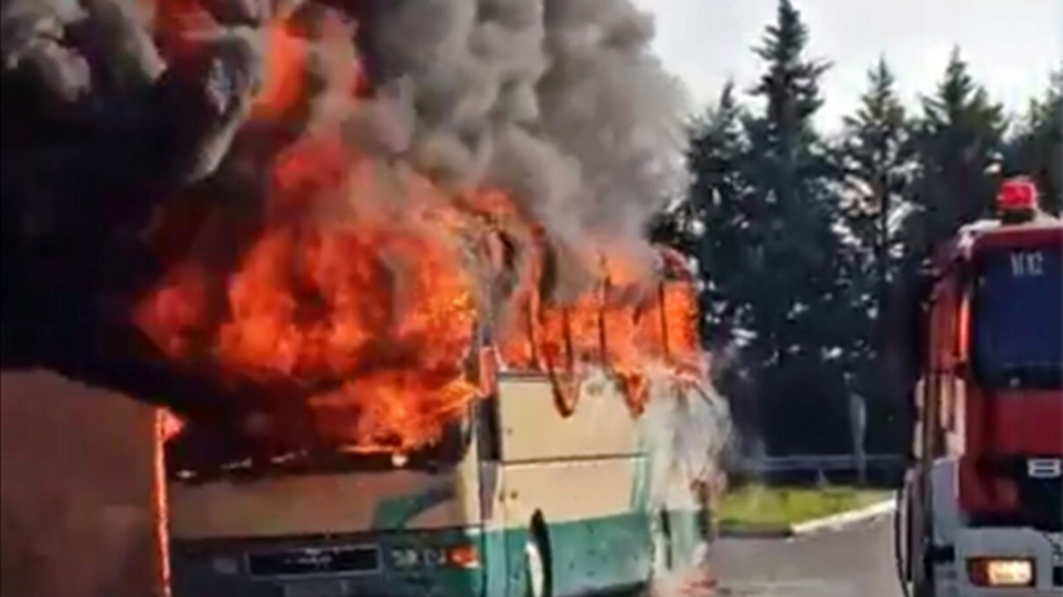 Φωτιά σε λεωφορείο της Καβάλας