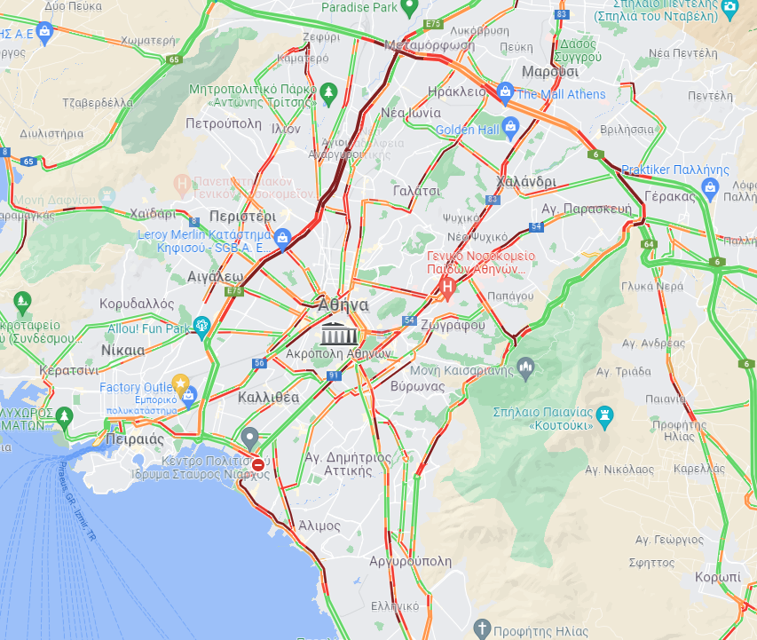 “Κόλαση” στους δρόμους της Αττικής – Live πού υπάρχει κίνηση