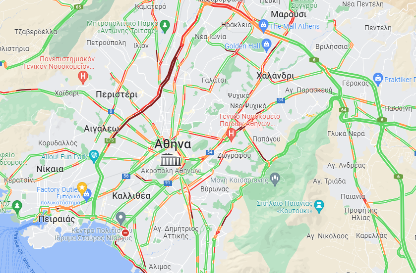 Κίνηση: Ποιοι δρόμοι είναι στο “κόκκινο” – “Κόλαση” στον Κηφισό