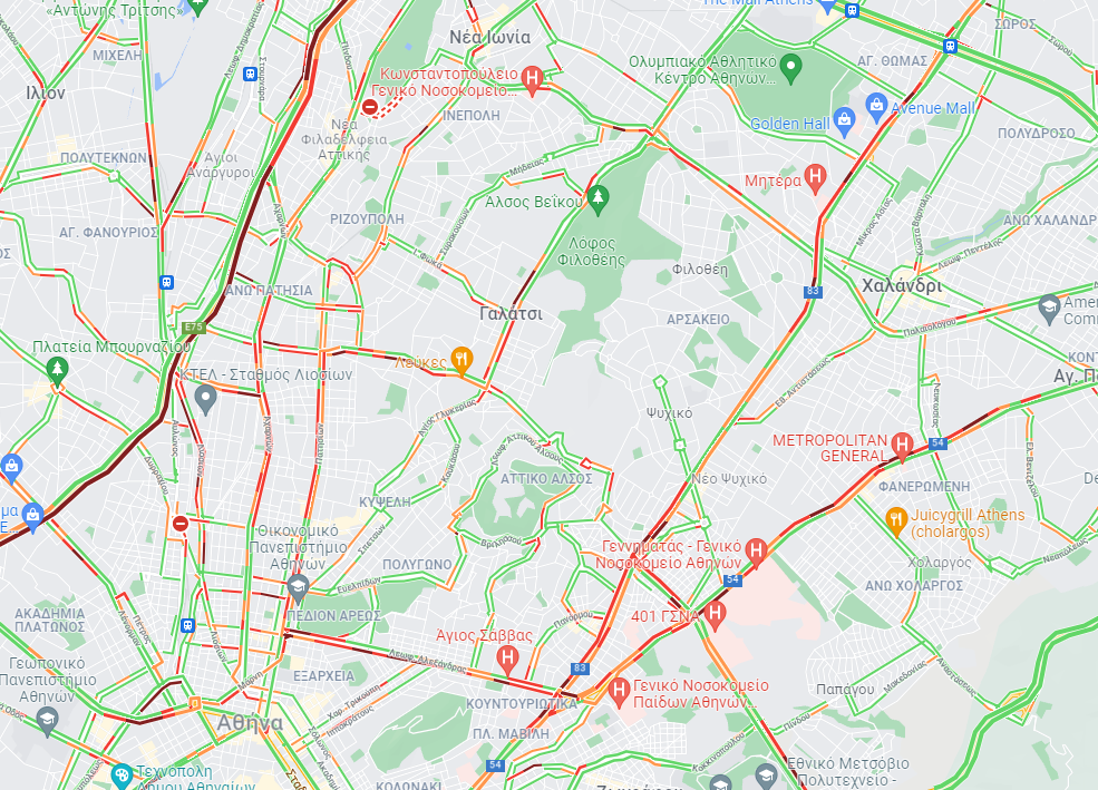 Κίνηση: “Κόλαση” στους δρόμους λόγω της απεργίας των ΜΜΜ