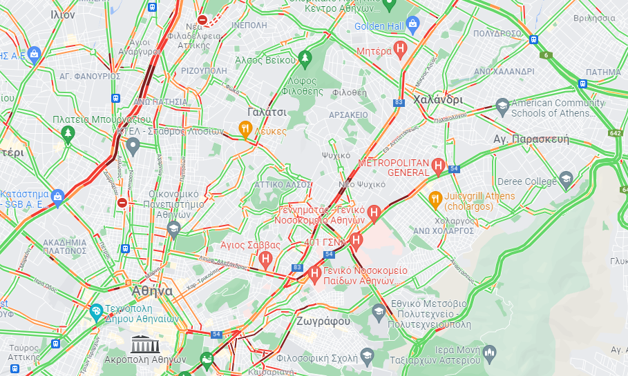 Κίνηση: Δείτε LIVE πού υπάρχει μποτιλιάρισμα