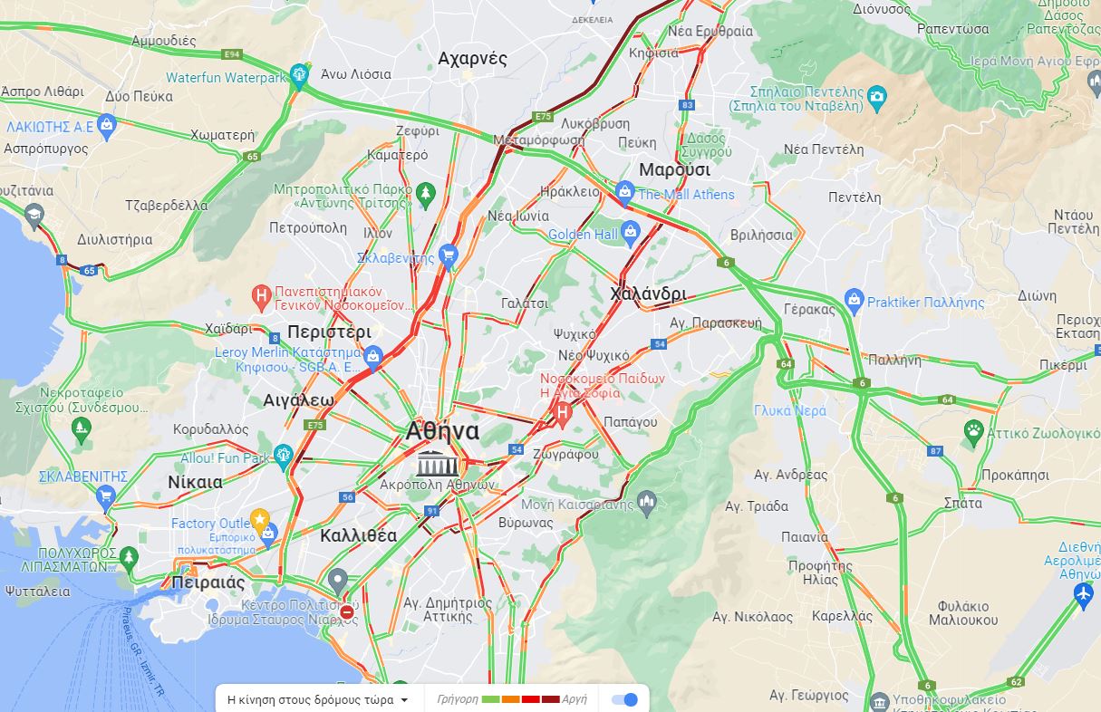 Κυκλοφοριακό χάος – LIVE η κίνηση στους δρόμους της Αθήνας