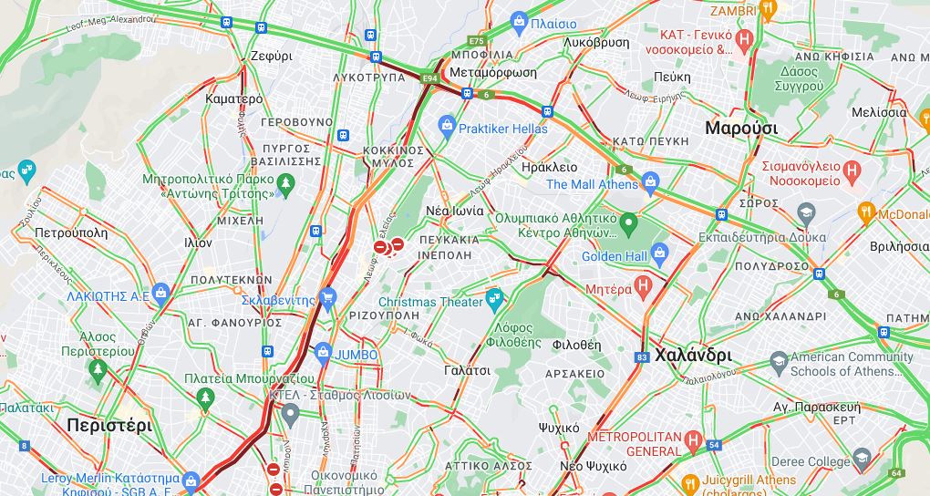 Πού έχει μποτιλιάρισμα – LIVE η κίνηση στους δρόμους της Αθήνας