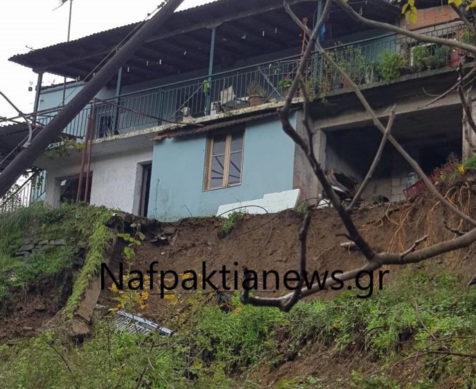 Ναυπακτία: Κινδυνεύει σπίτι μετά από κατολίσθηση στη Γέφυρα Μπανιά – BINTEO
