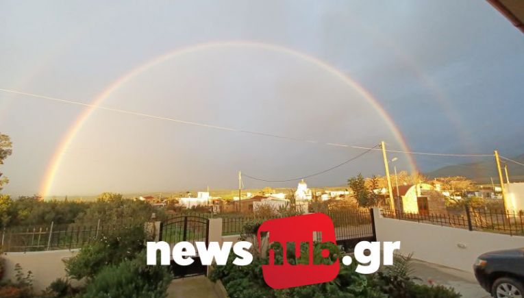 Κρήτη: Μετά την κακοκαιρία… διπλό ουράνιο τόξο στη Μεσαρά – ΦΩΤΟ