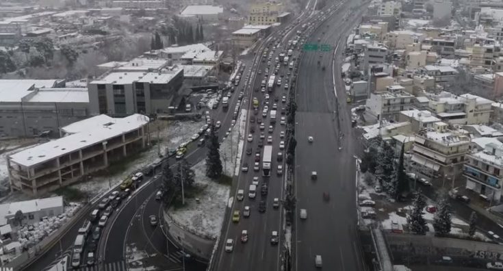 Κακοκαιρία Ελπίς - Εθνική Οδός-μποτιλιάρισμα