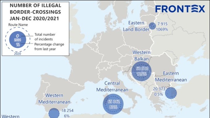 Ευρωπαϊκή Ένωση: Οι παράνομες αφίξεις μεταναστών αυξήθηκαν κατά 57% σε σχέση με το 2020